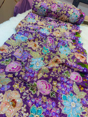 (Precut of 0.50 Meter) Neev Pure Crape Handwork Embroidery 41 Inch Width