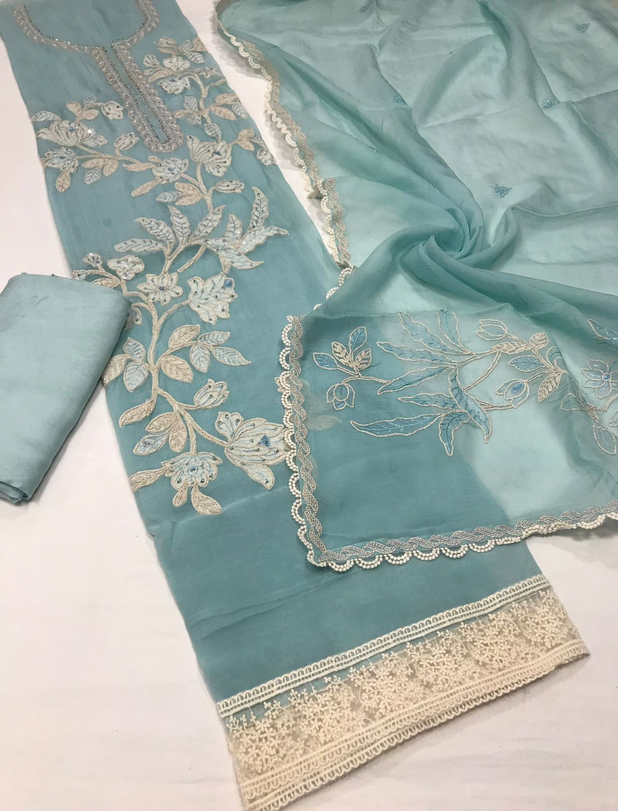 Very Beautiful unstitched organza suits