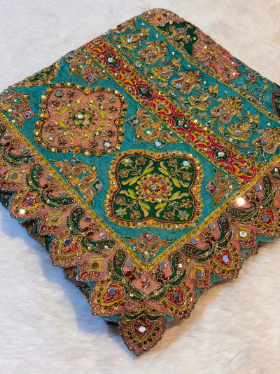 Pure Chinon Leher Handwork  Dupatta With real mirror work 2.50 meter length