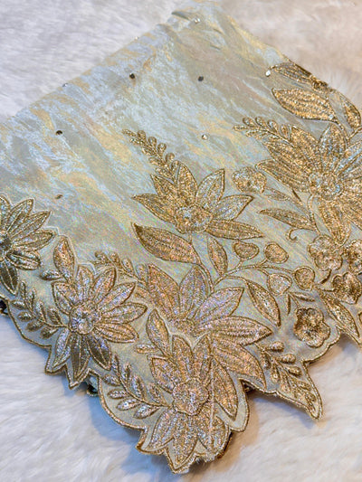 Pure Zari Tissue Booti Dupatta Dyeable 2.50 meter length