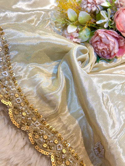 Mehz Zari Tissue Handwork Dyeable Dupatta (2.40 meter length)