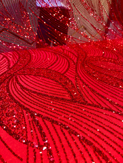 Red Net Imported Handwork Net Embroidery Fabric 54 inch width