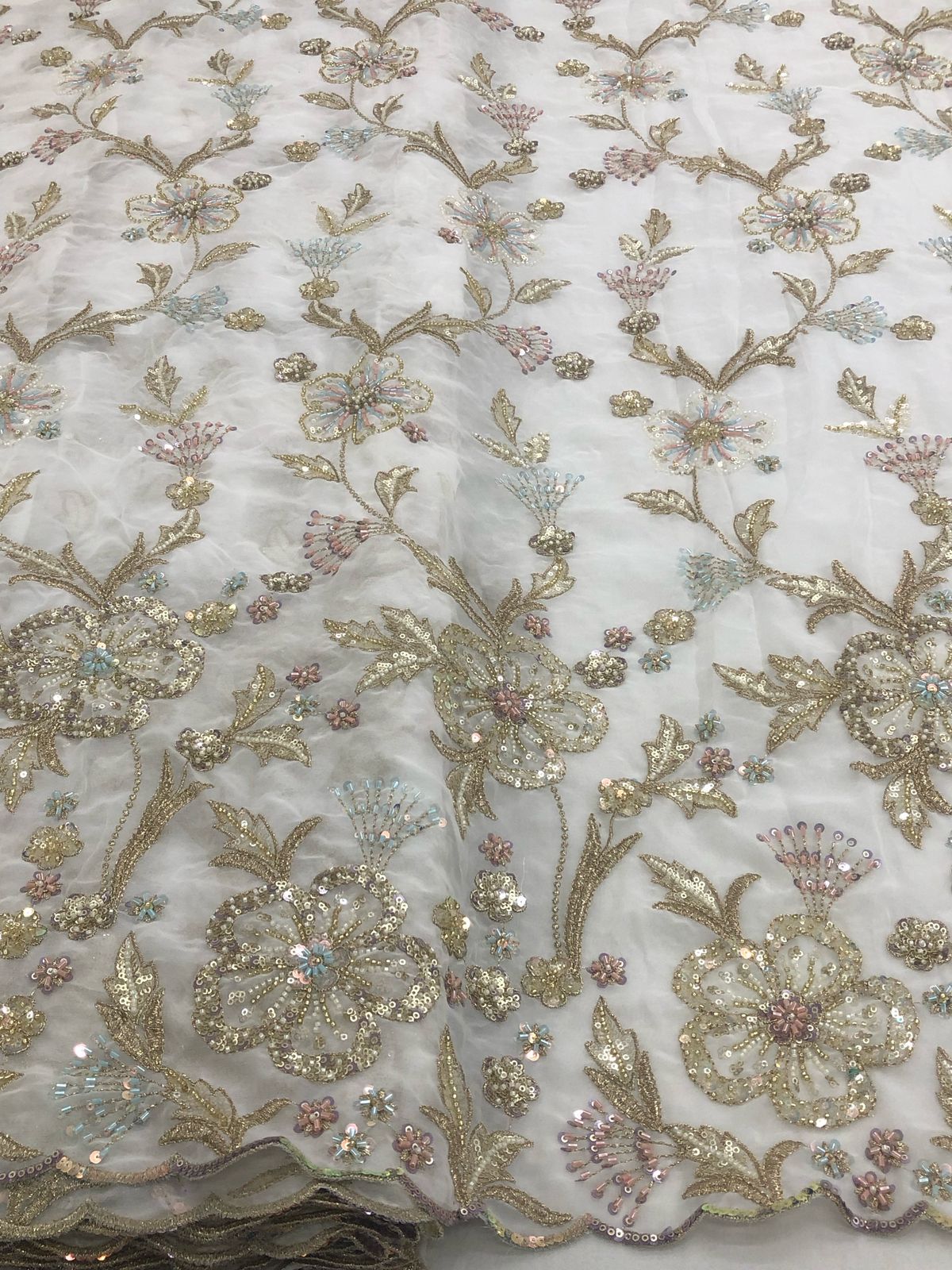 Pure Vicsose Georgette Combination Embroidery Dyeable Shirt / Bottom / Dupatta Per meter wise