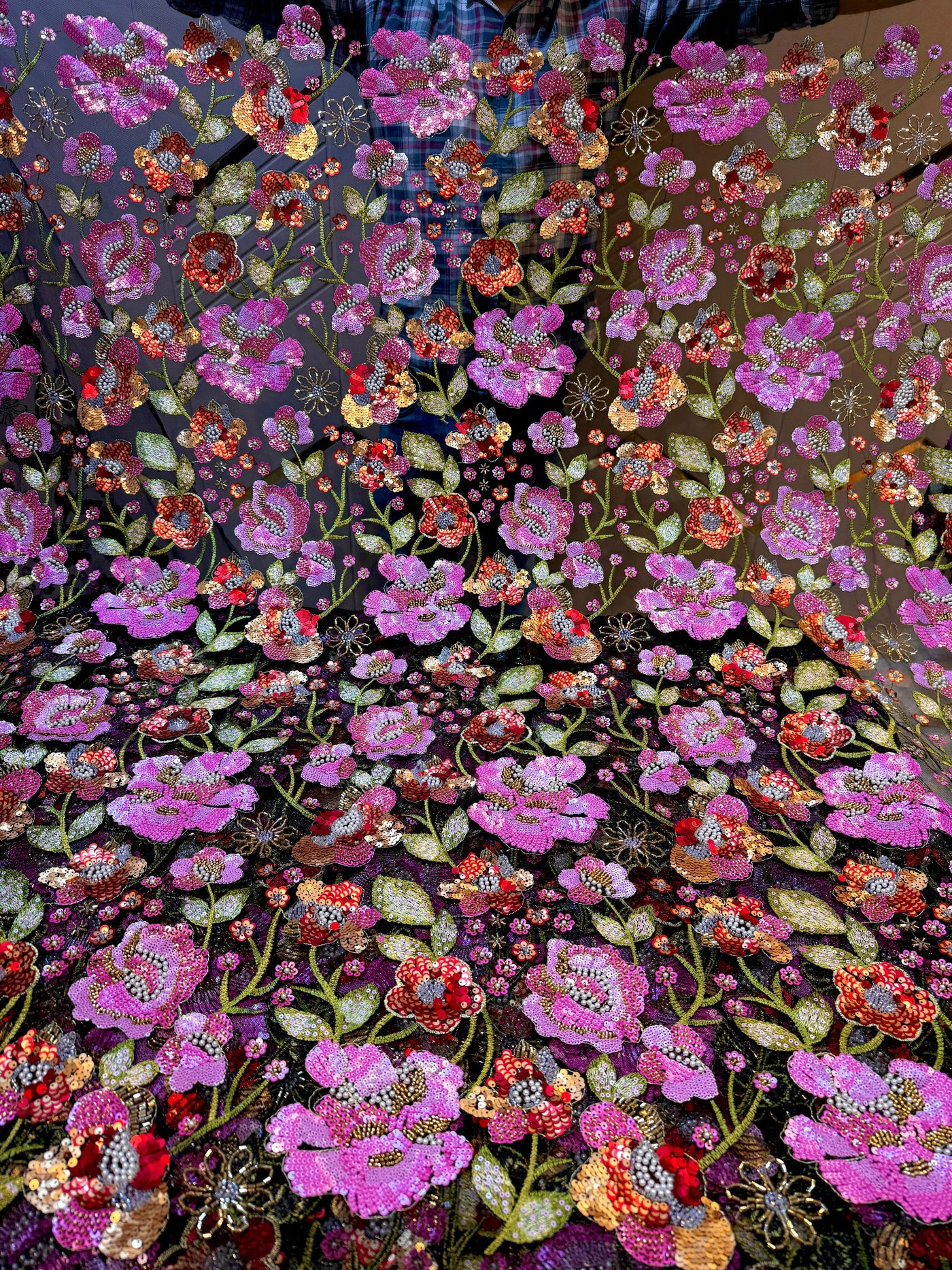 Net Floral Handwork Net Embroidery 54 inch width With Sequins And Cutdana work