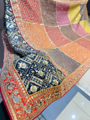 Pure Karachi Real Mirror Handwork Chinon Dupatta 2.5 Meter Length