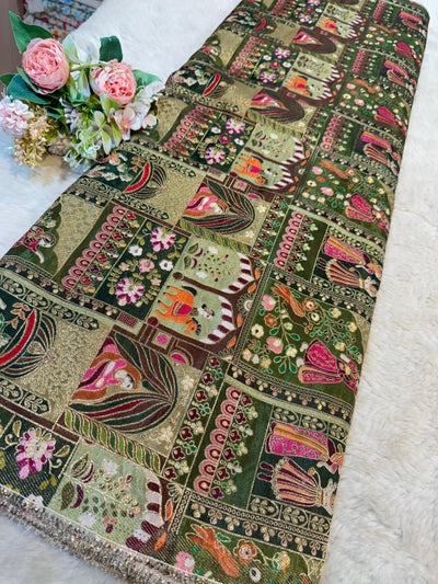 Raja Rani pure Dola silk Jacquard 44 Inch Width