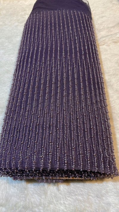 Net Stripe Handwork Nets with Cutdana and Pearl work 54 inch width