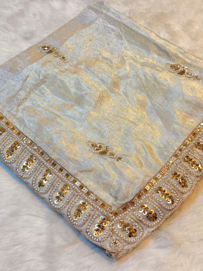Mehz Zari Tissue Handwork Dyeable Dupatta (2.40 meter length)