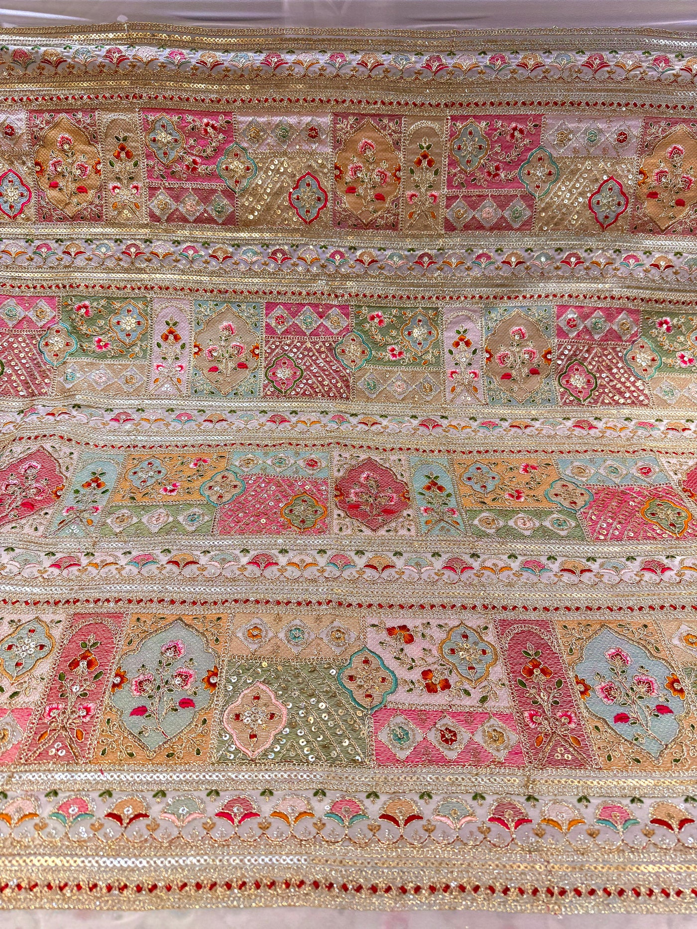 Preoder Cloth Samples (Preoder-Dispatch After 25 Days) Off white Paigaam Georgette Embroider ...