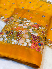 Musturd Yellow Kiara Organza Suit Set (Shirt And Dupatta Set)