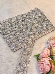 (Wholesale pack of 8 meter )Lace Border With Pearl Stone  and Sequins Work