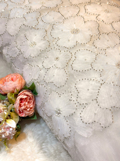 Liza Handwork Net with Appliqué Work 54 inch width Non Dyeable