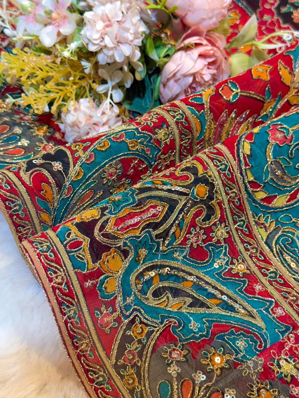 Pure Georgette Itar Dupatta 2.50 meter length