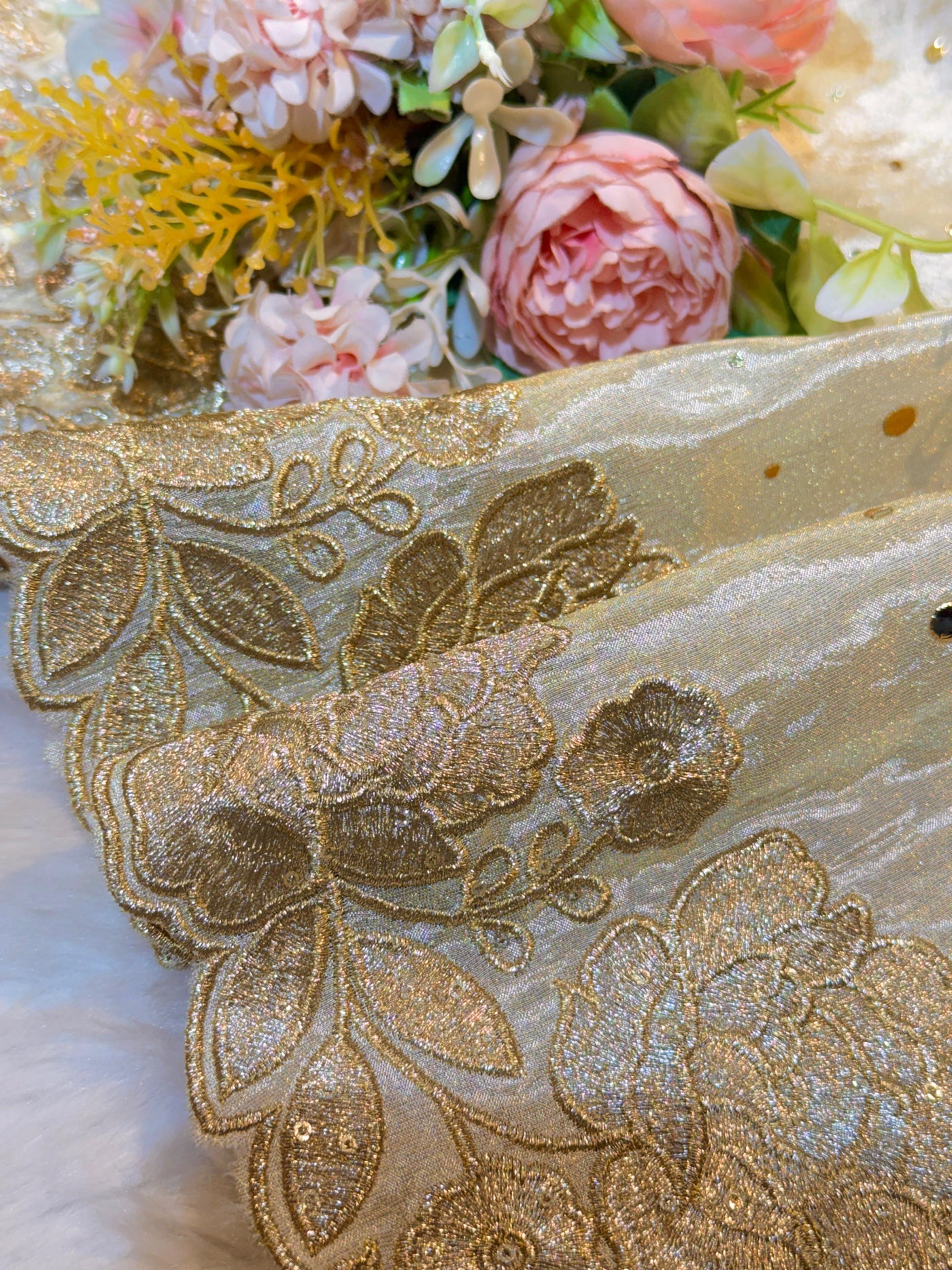Pure Zari Tissue Booti Dupatta Dyeable 2.50 meter length