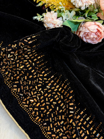 Black Velvet stoles With Stone Work 2.10 meter length 37 inch width