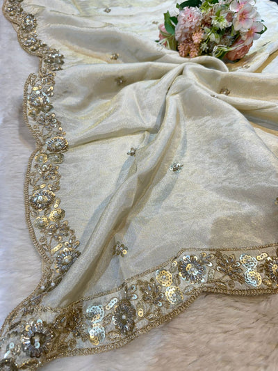 Mehz Zari Tissue Handwork Dyeable Dupatta