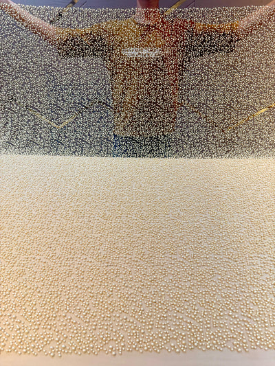 Imported Handwork Net Embroidery With Scattered Pearls Work 54 inch width