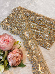 (Wholesale pack of 9 meter ) Lace Border With Sequins, Stone and Mirror Work