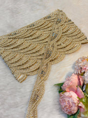(Wholesale pack of 9 meter ) Lace Border With Pearl and Stone and Mirror Work