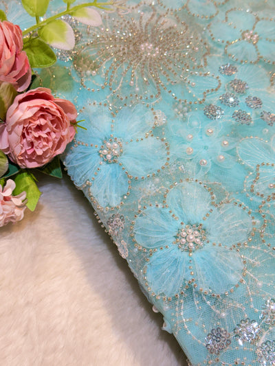 Ruhi Appliqué Handwork Net Embroidery 54 inch width