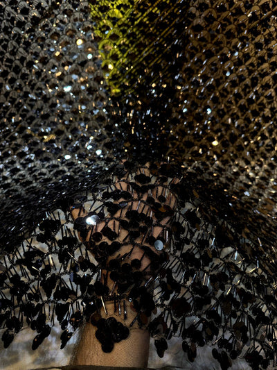 Zila Beautiful Lycra Imported Net Embroidery Long Cutdana and Sequins 54 Inch width