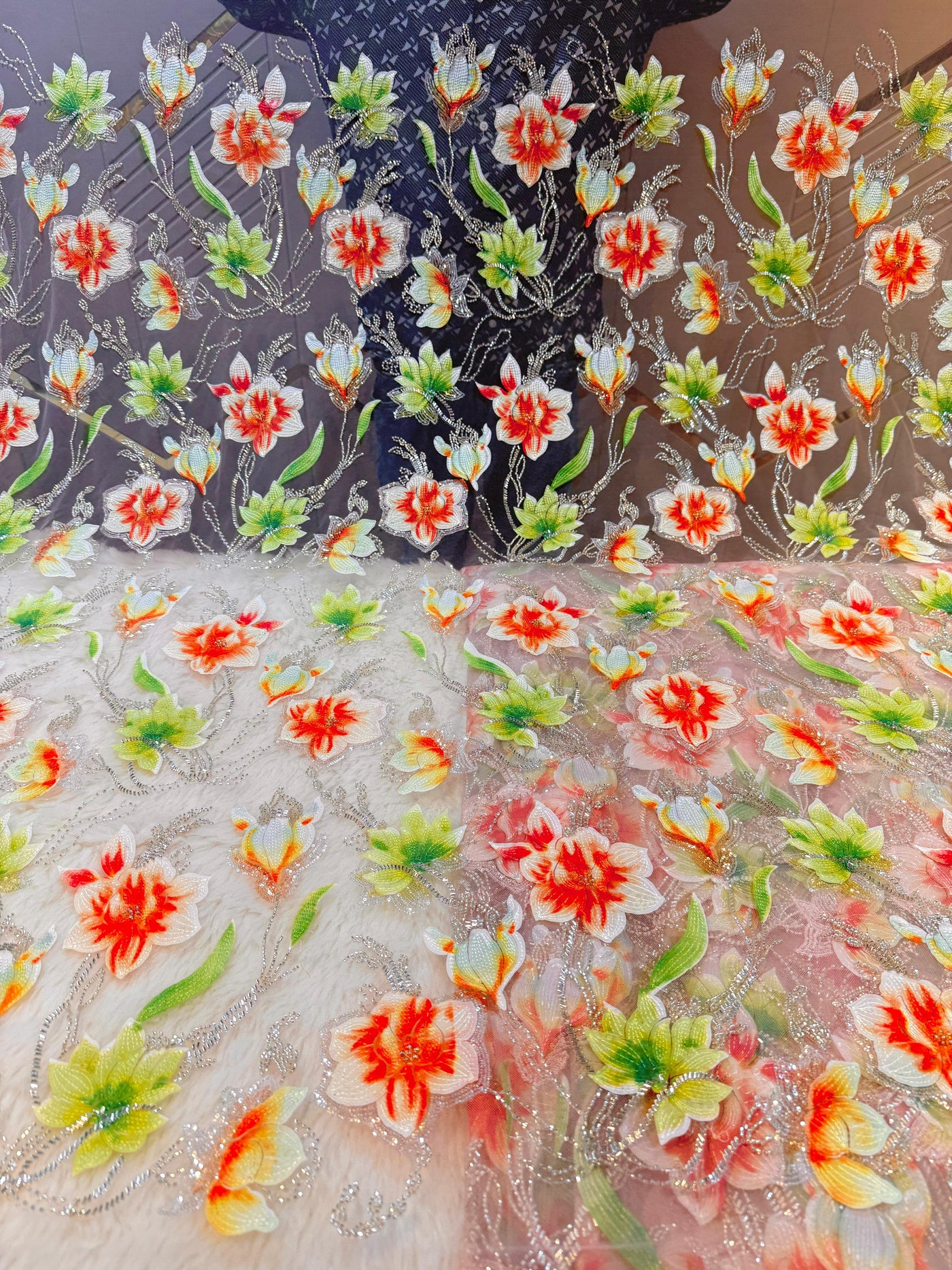 Zoya Appliqué Handwork Net Embroidery With Florals 54 inch width
