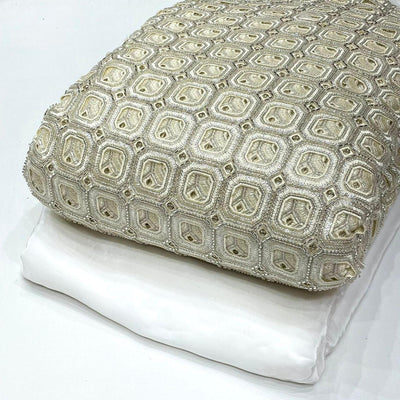(Mix - Match  Combinations )Net Cutwork Embroidery with Handwork / Pure Viscose Crape Plain