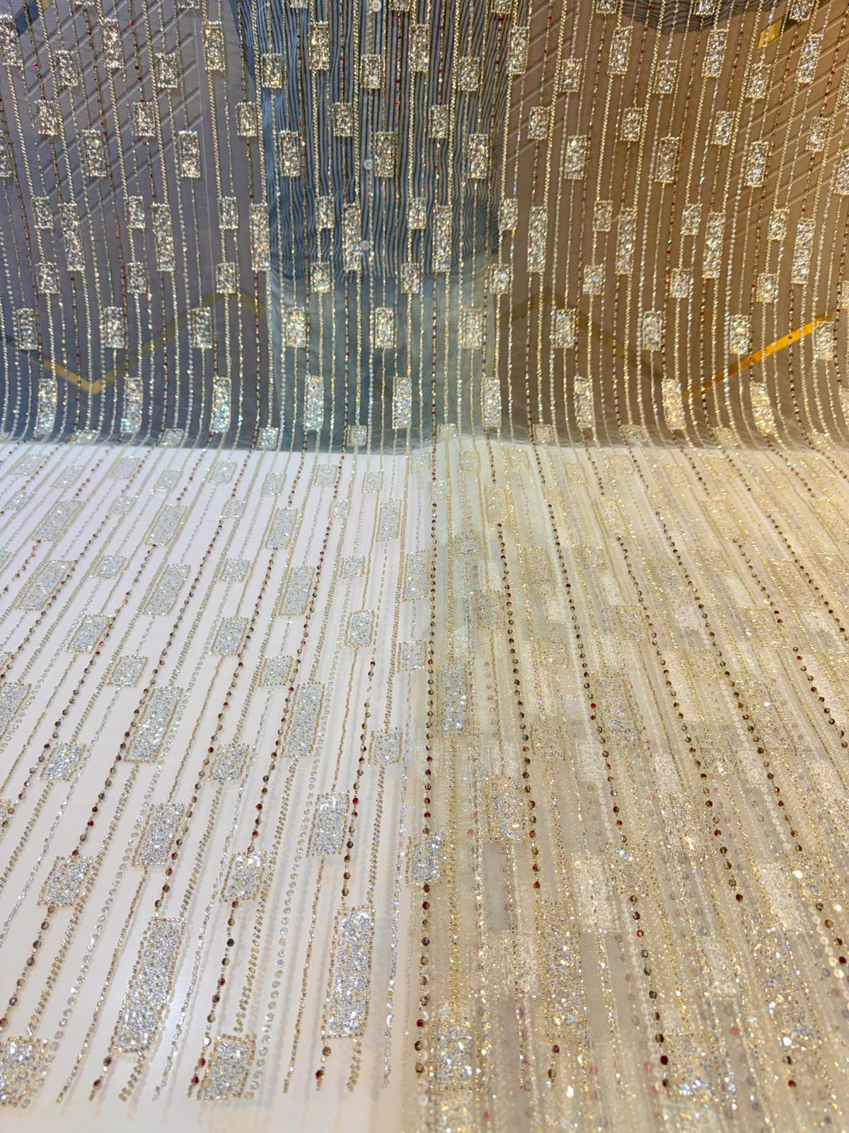 Imported Net Handwork Embroidery Crystal and Cutdana work 54 Inch width