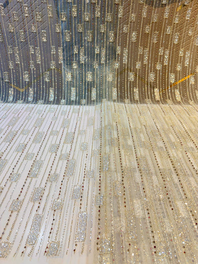 Imported Net Handwork Embroidery Crystal and Cutdana work 54 Inch width