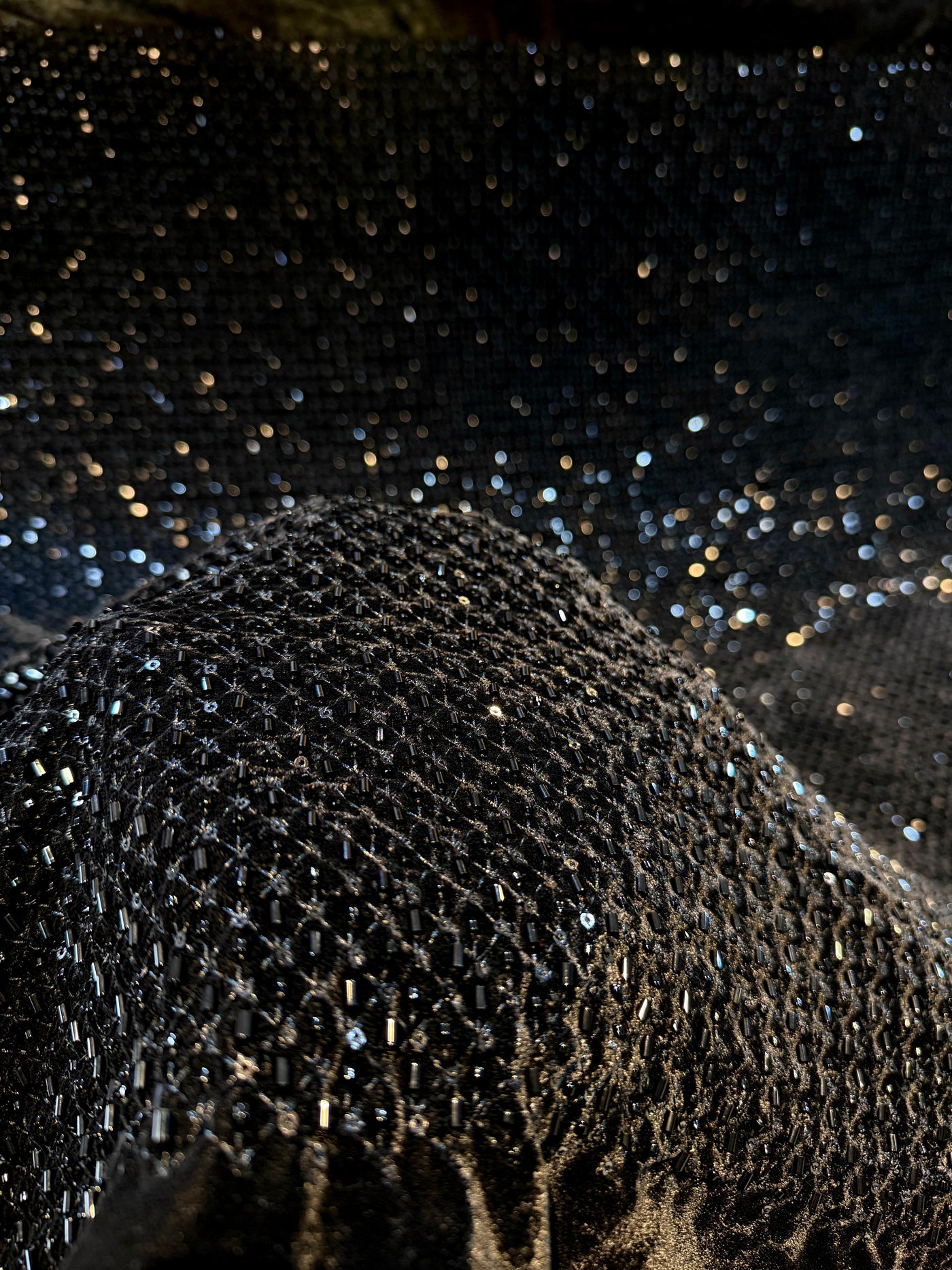 Velvet Net Cutdana and Sequins with Threadwork Embroidery 44 Inch Width