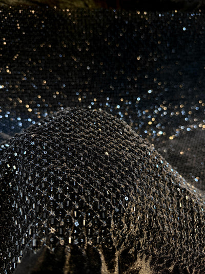 Velvet Net Cutdana and Sequins with Threadwork Embroidery 44 Inch Width