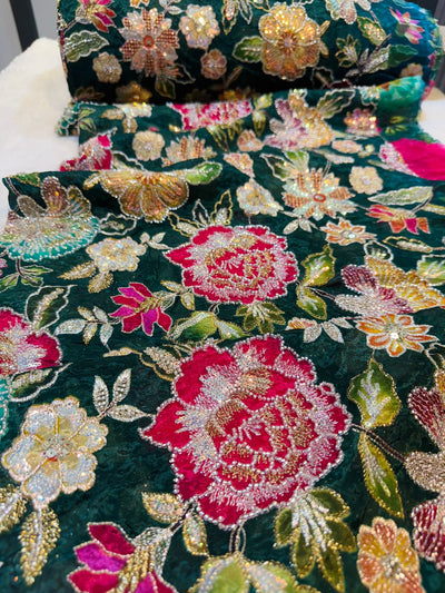 Iqra Pure Chinon  Handwork Embroidery 44 Inch width