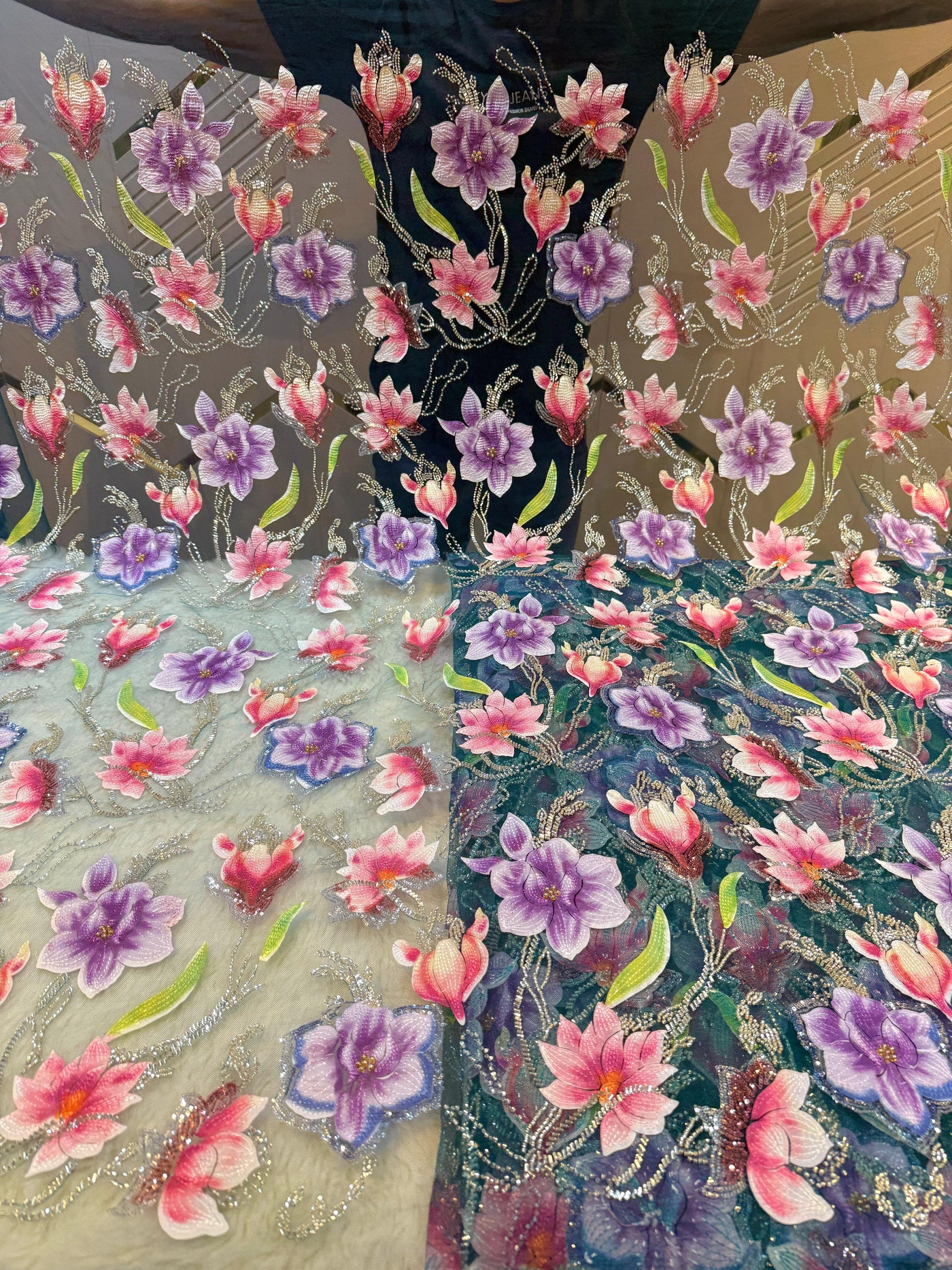 Zoya Appliqué Handwork Net Embroidery With Florals 54 inch width