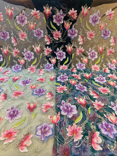 Zoya Appliqué Handwork Net Embroidery With Florals 54 inch width