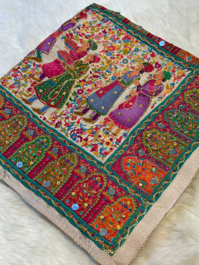 Darbar Ivory Pure Silk Dupatta with Real Handwork 2.50 Meter length