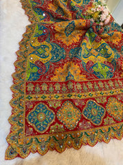 Pure Chinon Leher Handwork  Dupatta With real mirror work 2.50 meter length