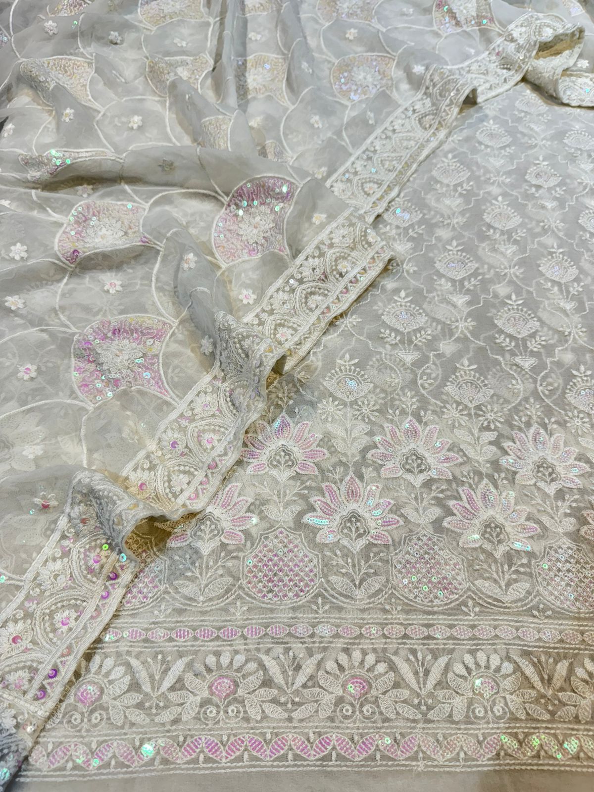 Maqsad Chikankari Bling Suit Set Dyeable