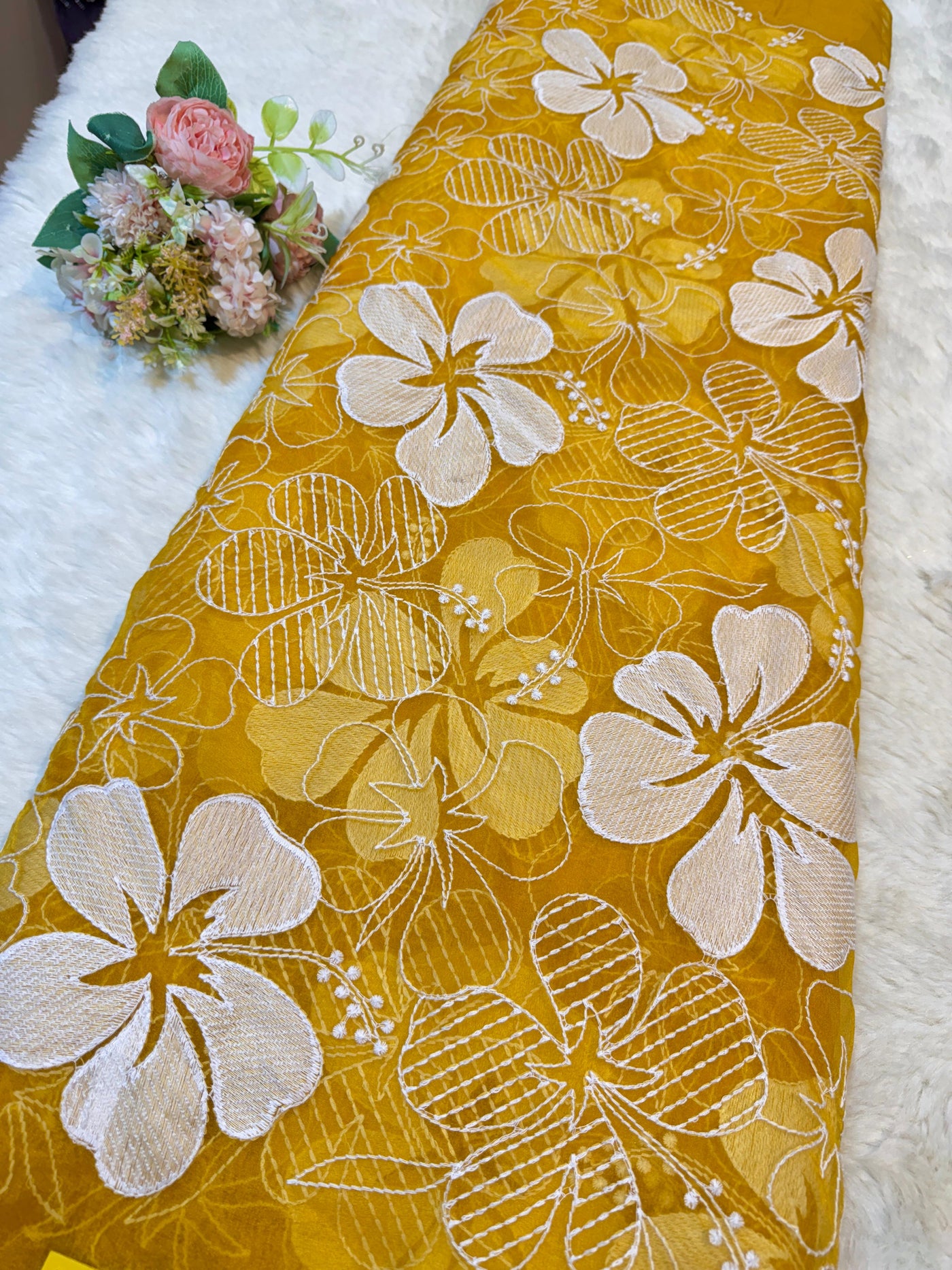 Aina Floral Organza Chikankari Embroidery 44 Inch Width