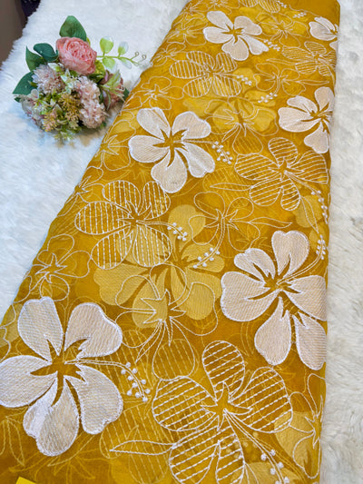 Aina Floral Organza Chikankari Embroidery 44 Inch Width