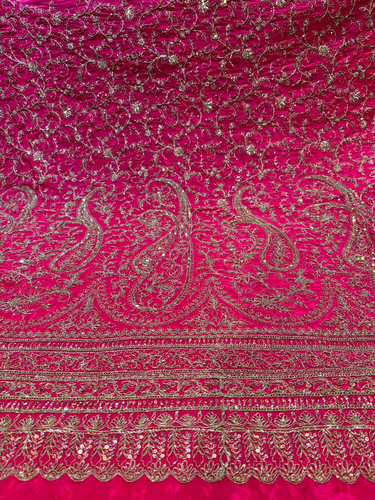 Sana Pure Crape Embroidery Paisley Design 48 inch width