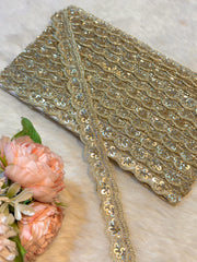 (Wholesale pack of 9 meter ) Lace Border With Cutdana and Sequins work