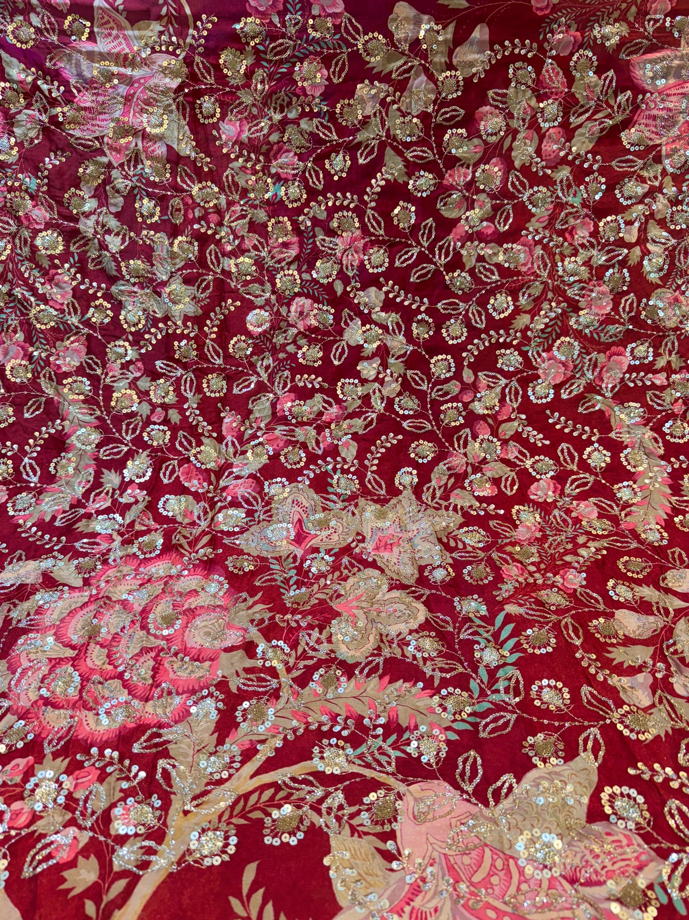 Ifra Satin Georgette Floral with Sequins Embroidery 44 inch width