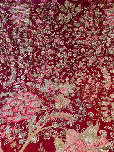 Ifra Satin Georgette Floral with Sequins Embroidery 44 inch width