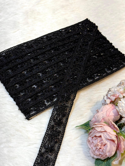 (Wholesale pack of 9 meter ) Lace Border With Cutdana and Sequins Work