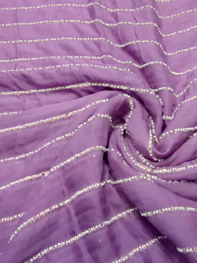 Pure Viscose Organza Pearl Stripe Embroidery