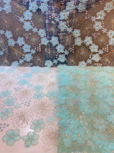 Ruhi Appliqué Handwork Net Embroidery 54 inch width