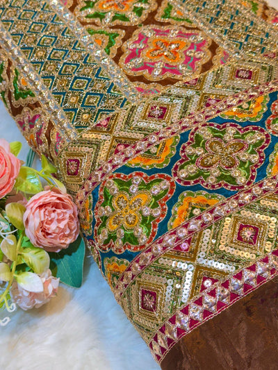 Guzarish Crape Floral Embroidery  48 inch width