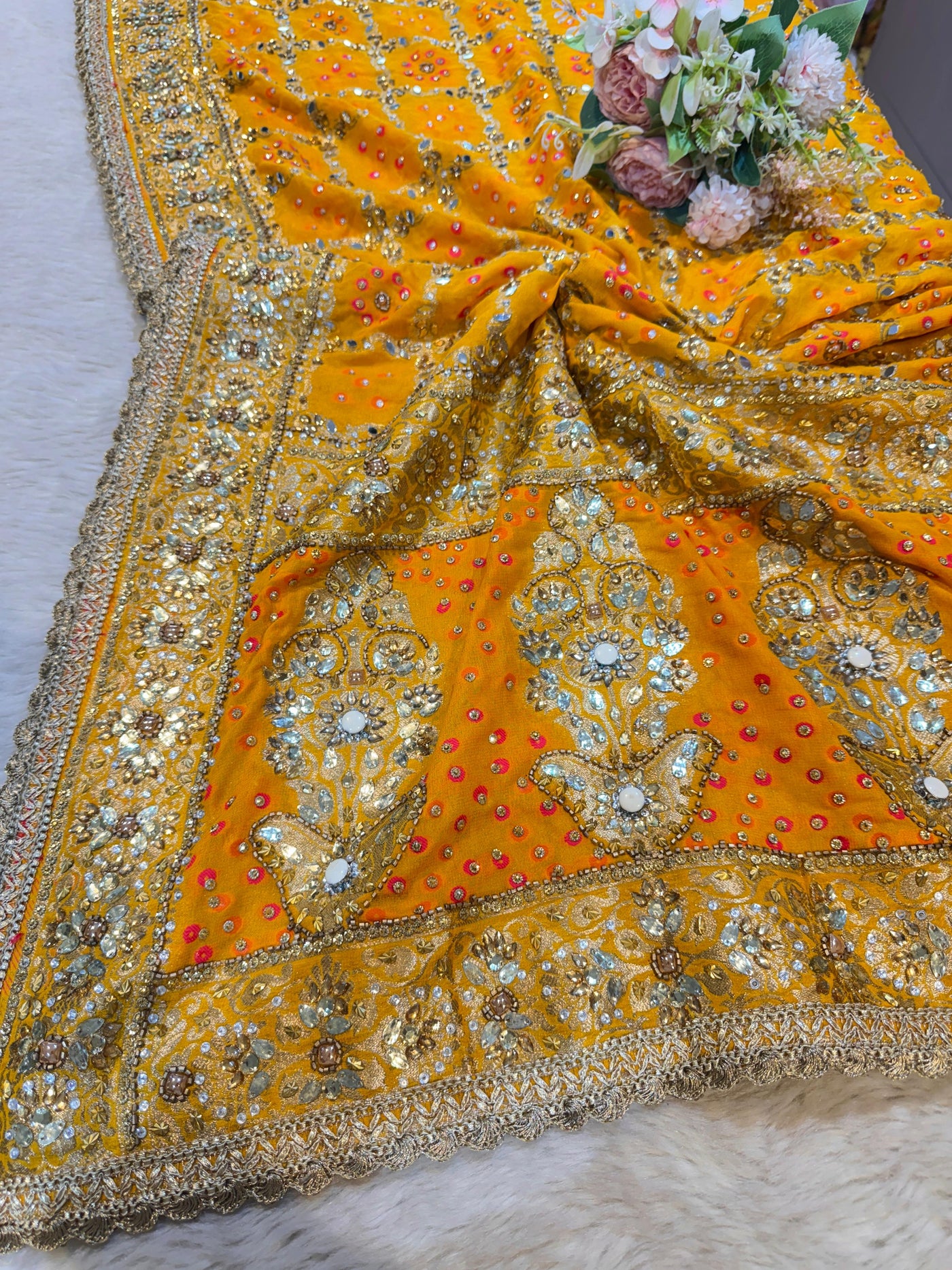 Sheeshmahal Pure Georgette Handwork Dupatta 2.35 meter length