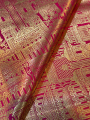 Magenta Original Banarasi Silk Brocades 44 inch width