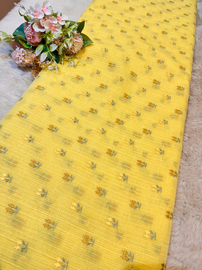 Pure Chanderi Pintex Stripe With Threadwork booti 42 inch width